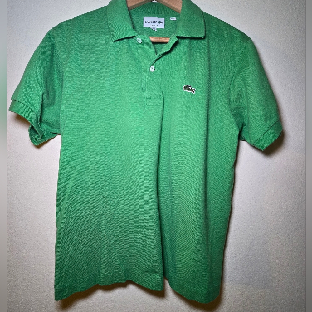 Lacoste Men's Green Vintage Polo Shirt Size Large 5